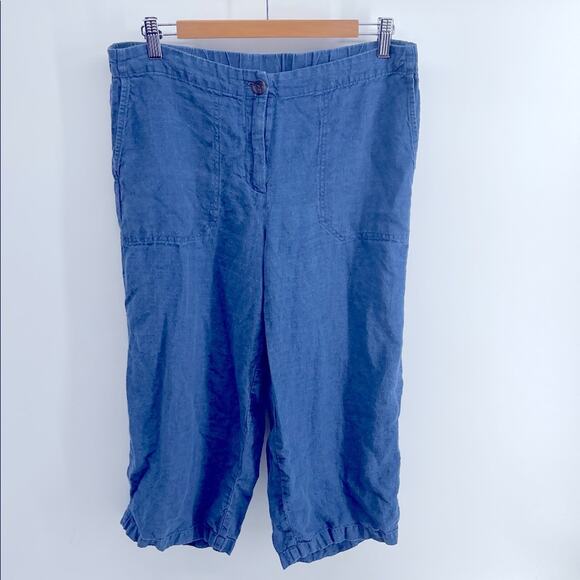 J. Jill Love Linen 100% linen elastic waist cropped wide leg pants sz M - Picture 1 of 6